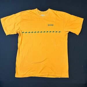 VTG 80's Australia T-Shirt Kangaroo Single Stitch Yellow Mistard Size Lg‎